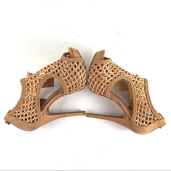 SCHUTZ Woven Open Toe Zip Back Stilettos Booties - Picture 8 of 8